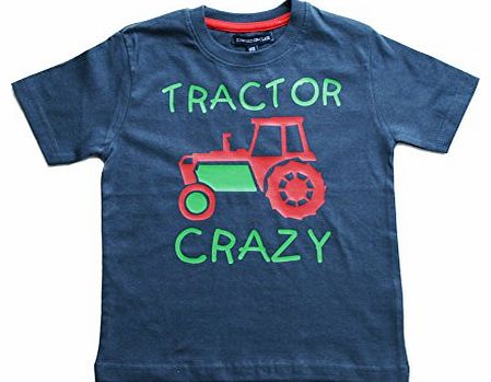 Edward Sinclair TRACTOR CRAZY 5-6 years Navy T-shirt with Green and Red print