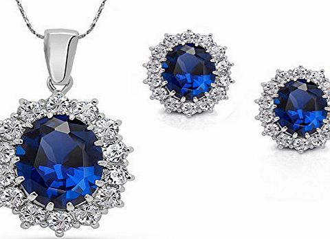 ELBONTEK 18ct Gold Finish Jewellery Set with Swarovski Sapphire Crystal -Gift Boxed