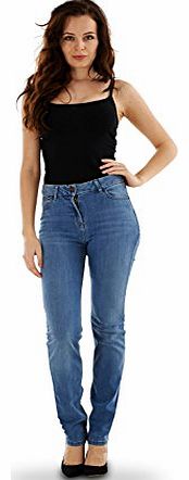 Ladies Straight Leg Jeans Womens Denim Blue Indigo Sizes 8-26