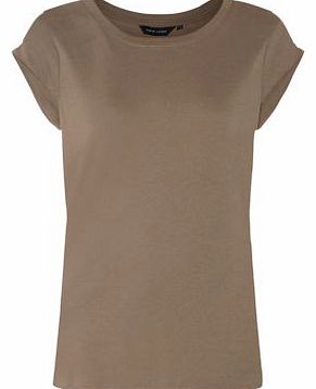 Exclusives Khaki Roll Sleeve Plain T-Shirt 3103444