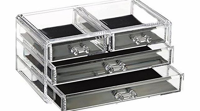 BEAUTY GLAM CLEAR ACRYLIC COSMETIC DRAWER / MAKE UP NAIL POLISH VARNISH DISPLAY STAND / ORGANISER / RACK / HOLDER CAN ALSO BE USED FOR MAKEUP BRUSH SETS, JEWELLERY AND ARTS AND CRAFT