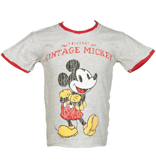 Fabric Flavours Kids Grey Vintage Mickey Mouse T-Shirt from