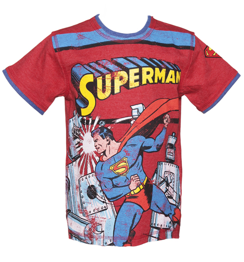 Fabric Flavours Kids Red Superman And Robot T-Shirt from Fabric