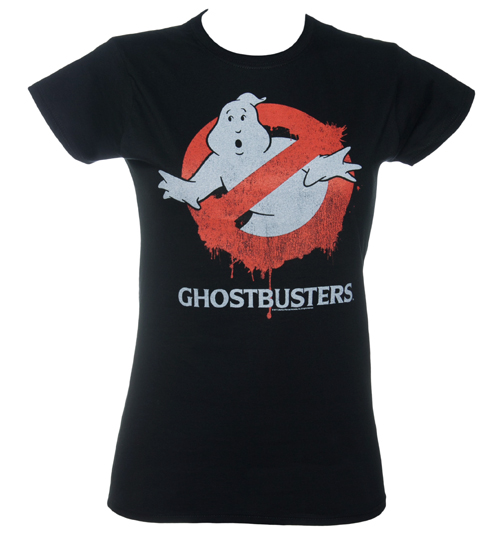 Fame and Fortune Ladies Black Ghostbusters Dripping Logo T-Shirt