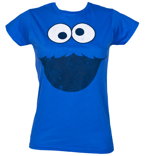 Fame and Fortune Ladies Cookie Monster Face Sesame Street T-Shirt