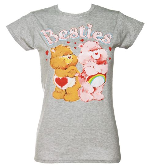 Fame and Fortune Ladies Grey Care Bears Besties T-Shirt from Fame