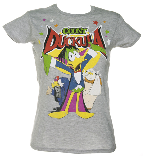 Fame and Fortune Ladies Grey Retro Count Duckula T-Shirt from