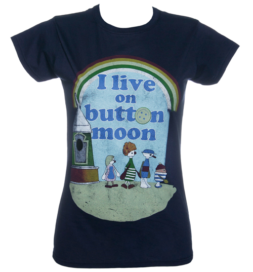 Fame and Fortune Ladies Navy I Live On Button Moon T-Shirt from