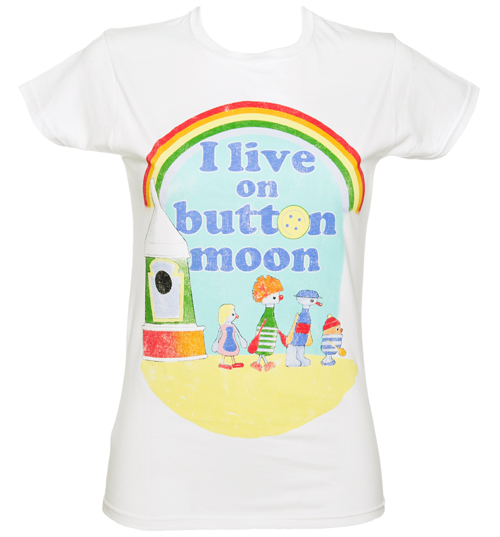 Fame and Fortune Ladies White I Live On Button Moon T-Shirt from