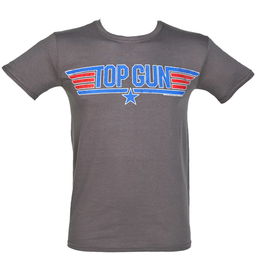 Fame and Fortune Mens Charcoal Top Gun Logo T-Shirt from