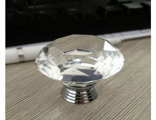 FamilyMall 10pcs Diamond Crystal Glass 40mm Kitchen Bedroom Toliet Door Knobs Handle Drawer