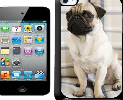 Fancy A Snuggle Pug On Sofa Design Hard Back Case Cover for Apple iPod Touch 4th Generation