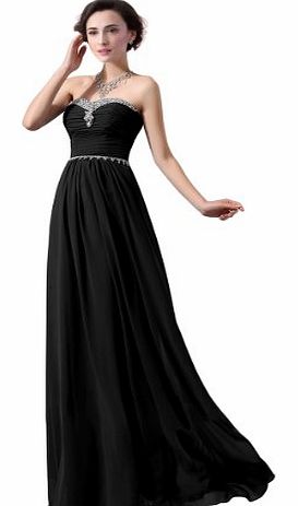 FASHION PLAZA  Chiffon Strapless Bridesmaid Formal Evening Party Dress D0118 (UK6, Black)