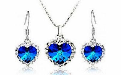 Fine Jewelry Set JF004 Titanic Faux Crystal Diamond 925 Silver Plated Necklace amp; Earrings 1 Set