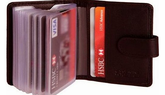 Firelog 602 Mens Genuine Real Leather Small Credit Card Wallet Black Brown (black)