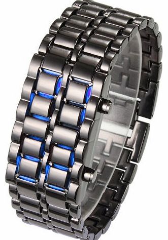 Flylink Vogue Blue LED Volcanic Lava Faceless Metallic Black Bracelet ,Unisex Sports Wrist Watch