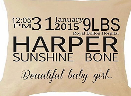 fourleafcloverprint Newborn Baby Girl Boy Personalised Cushion Great Gift Idea