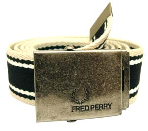 Fred Perry Black / Cream Webbing Belt by