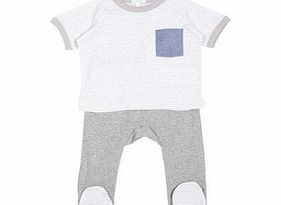 French Connection 0-12 mnths grey striped jumpsuit