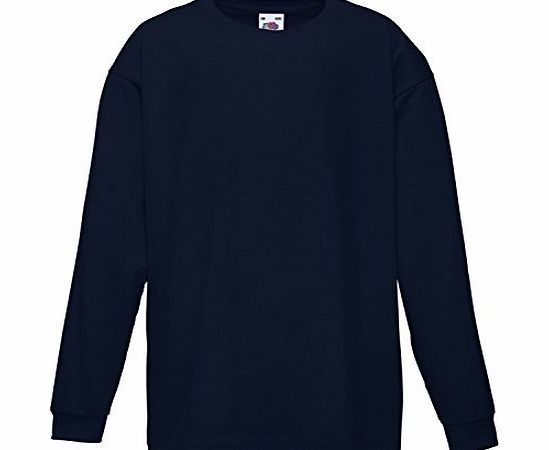 Fruit of the Loom  61007 Childrens Valuweight Long Sleeve T-Shirt Deep Navy 9-11 Years