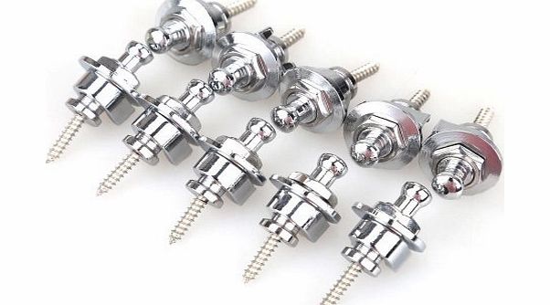 Generic 10Pcs Chrome Electric Guitar Bass Strap Locks for Fender Gibson (Silver)