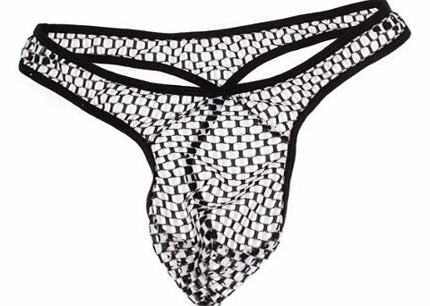 Men Sexy Underwear Semitransparent G-string T-back (Black+White)