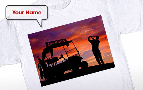 GoneDigging Golf Buggy Sunset - Golf T-Shirt