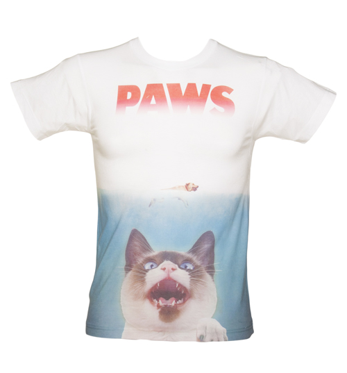 Goodie Two Sleeves Mens White Paws Sublimation Print T-Shirt