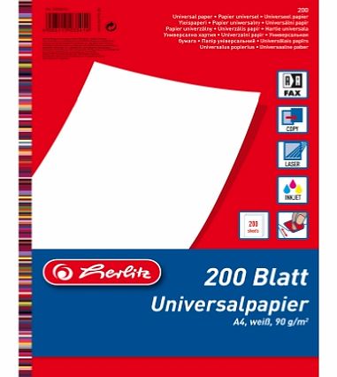 Herlitz 90 GSM A4 Universal Paper - White (200 Sheets)