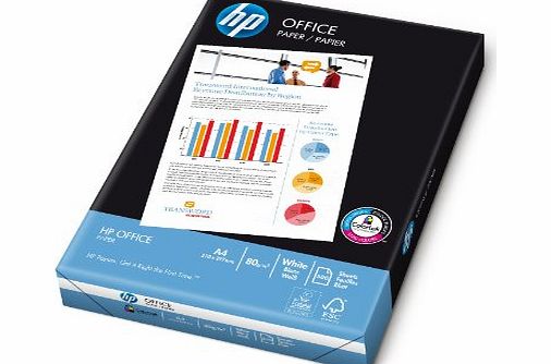 Hewlett Packard Office A4- 210 x 297mm- white high volume printing and copying multi purpose paper- 80gsm weight- RE