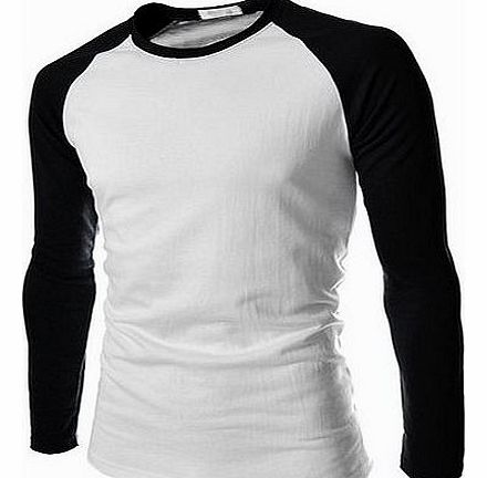 Himanjie Mens Fashion Casual Slim Fit Long Sleeve T-shirt Tops Tee Shirts (L, Wb)