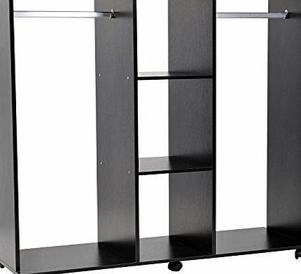 Homcom Double Mobile Open Wardrobe With Clothes Hanging Rails Storage Shelves Organizer Bedroom Furniture New