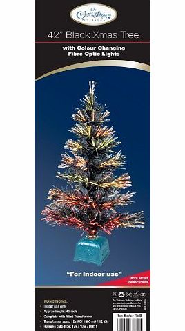 42`` Black Christmas Tree with Colour Changing Fibre Optic Lights (Indoor use only)