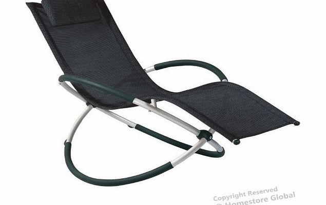 HomeStore Global Lightweight Aluminium frame sun lounger chair with removable pillow - Rocking Chair in Black -, great comfort and robust design.