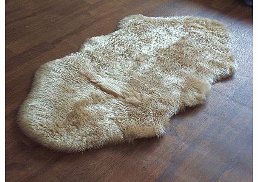 houseware online Beige soft faux fur double shape sheepskin style rug 70 x 140 cm washable