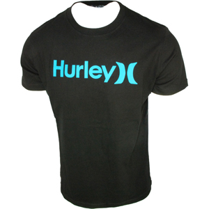 Mens Hurley One & Only T-Shirt. Black Cyan