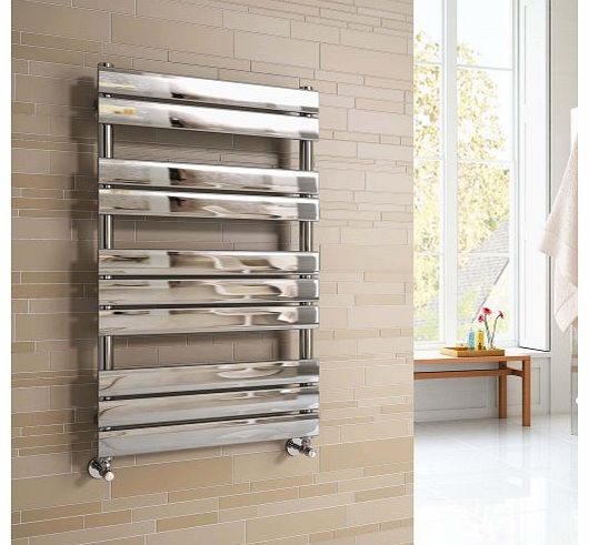 iBath 1000x600 mm Chrome Designer Flat Panel Towel Rail Radiator Heated Bathroom