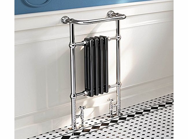 iBath 404 x 952 Traditional Black Radiator Heated Victorian Chrome Bathroom Towel Rail