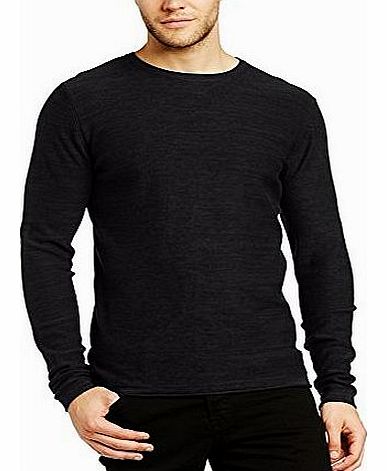 Jack and Jones Mens Calla Crew Neck Long Sleeve Sweatshirt, Black, X-Large