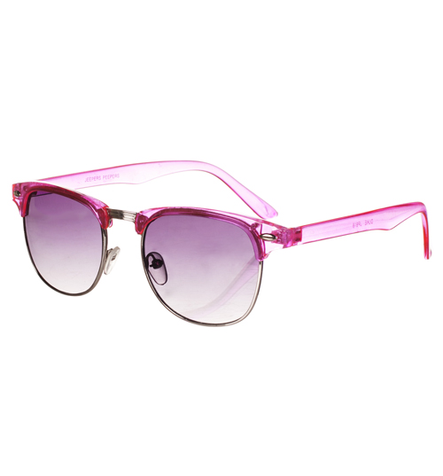 Jeepers Peepers Pink Duke Half Frame Wayfarer Sunglasses from