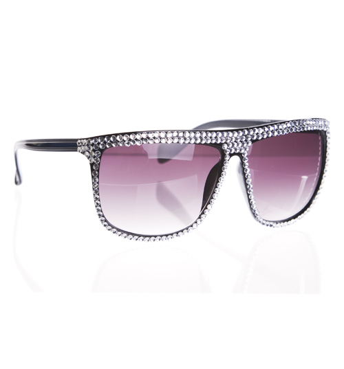 Jeepers Peepers Silver Diamante Statement Sunglasses from