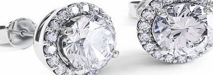 Jian London 2ct Stardust Diamond White Gold Halo Stud Earrings