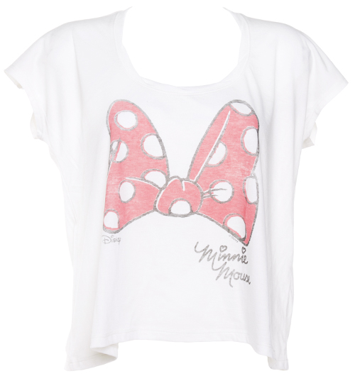 Junk Food Ladies Minnie Mouse Bow Cropped T-Shirt from