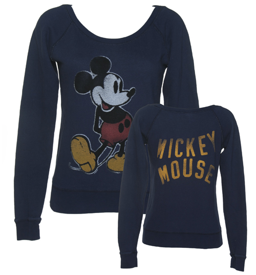 Junk Food Ladies Premium Navy Mickey Mouse Front And Back