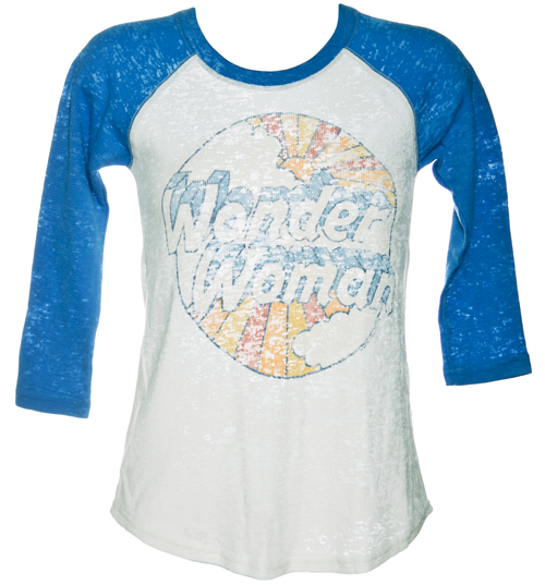 Junk Food Ladies Wonder Woman Black Label Baseball T-Shirt