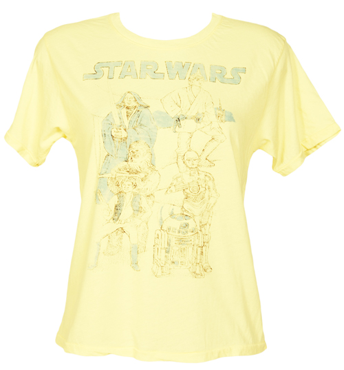 Junk Food Ladies Yellow Star Wars Oversized Crop T-Shirt