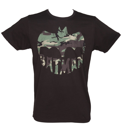 Junk Food Mens Black Camouflage Batman T-Shirt from