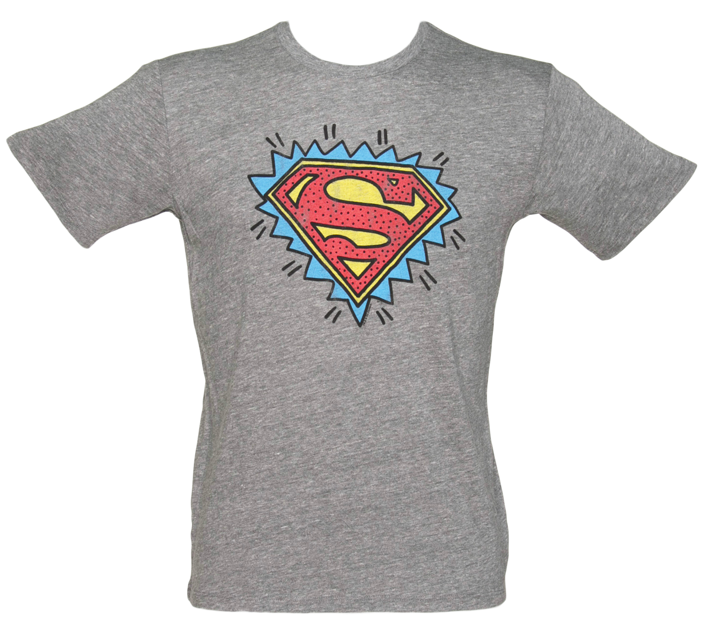 Mens Grey Triblend Superman 90s Logo