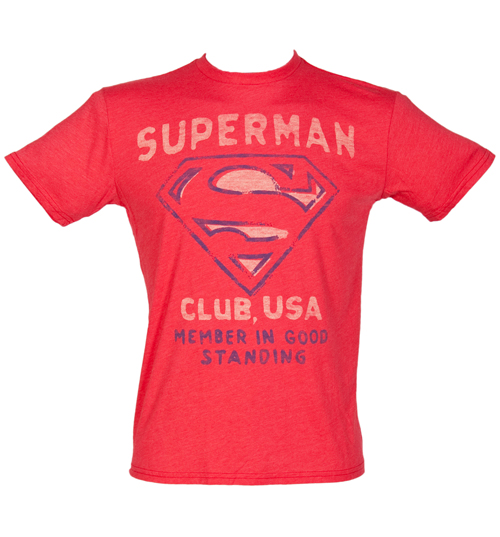 Mens Red Superman Club USA T-Shirt from