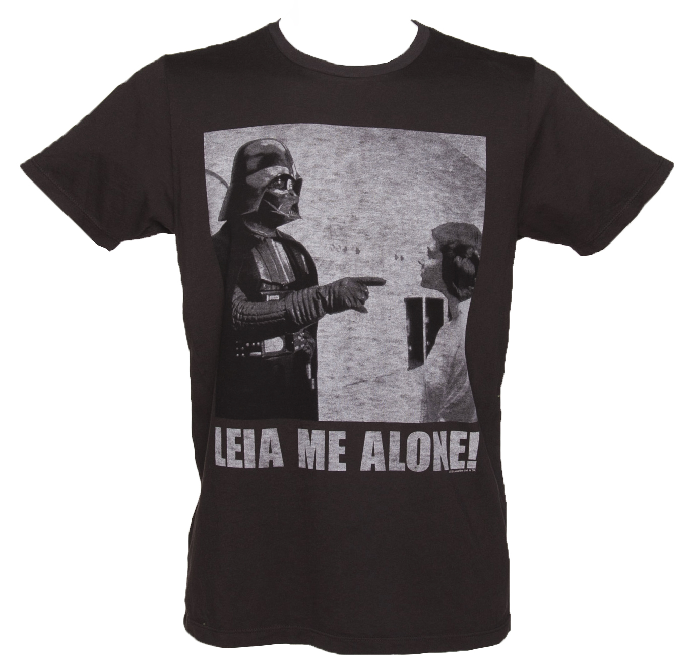 Mens Washed Black Leia Me Alone Star Wars